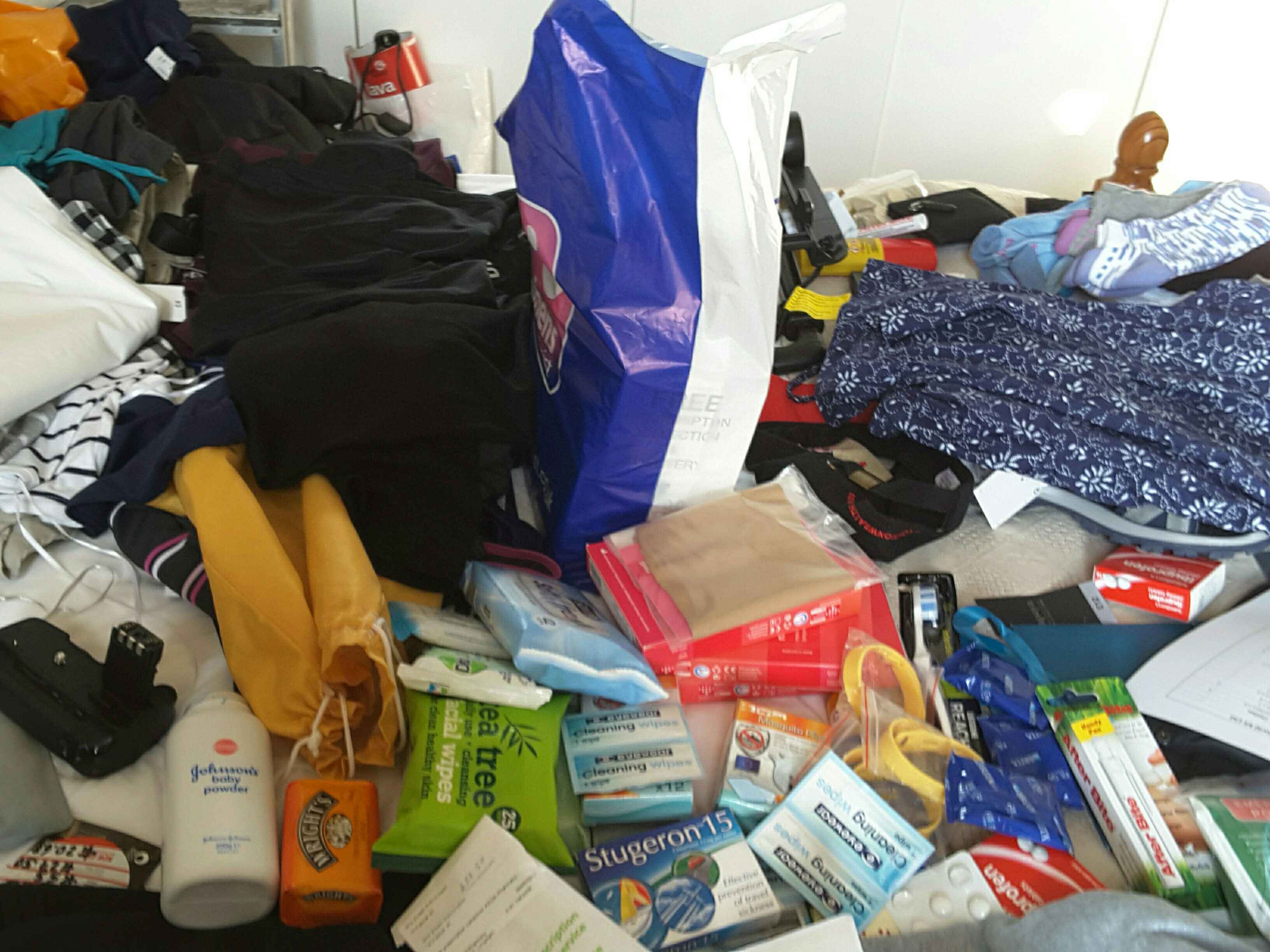 packing - note more Meds than clothes